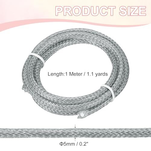 0.2"x39" Round Braided Leather Cord 5mm Beading String Rope, Light Grey view 2
