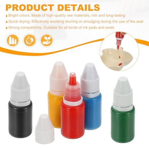 0.33oz Refill Ink for Stamps and Ink Pads, 6Pcs 10ml Stamp Pad Ink Refill view 3