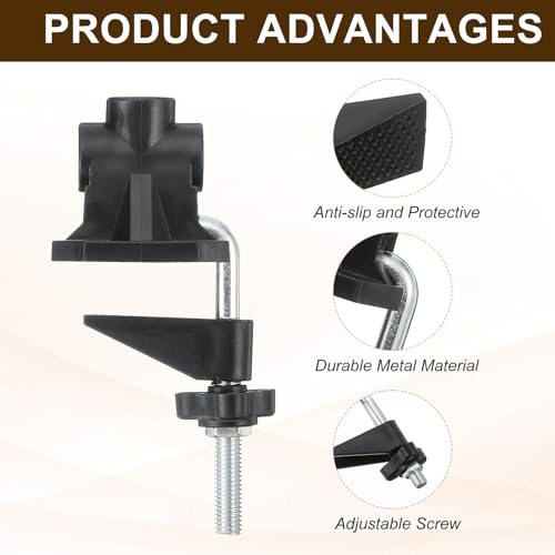 0.47" Hole Dia. Desk Clamp, Black view 3