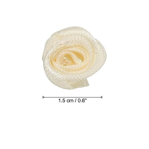 0.6" Mini Satin Ribbon Roses, 50 Pcs Tiny Fabric Flowers Embellishments view 2