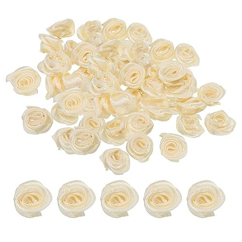 0.6" Mini Satin Ribbon Roses, 50 Pcs Tiny Fabric Flowers Embellishments — PATIKIL