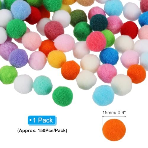 0.6" Pom Poms for Crafts, 150Pcs High Elastic Fuzzy, Pastel Balls for Art view 2
