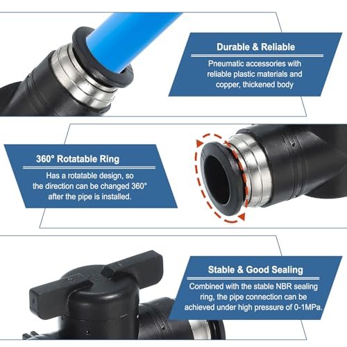 0-60 Degree BUC Air Flow Control Valve Quick Straight Connectors Air Hose view 3