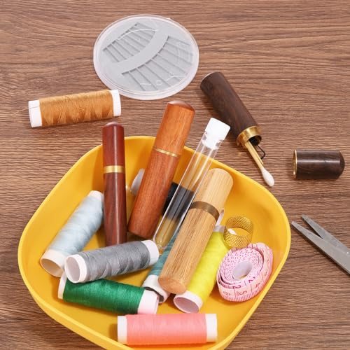 0.7" OD Wooden Sewing Needle Storage Holder Set Multicolored, Portable view 5