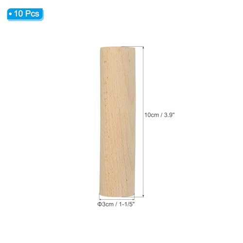 1-1/5 x 4 Inch Dowel Rods Wood Sticks Unfinished Round Dowels 10pcs view 2