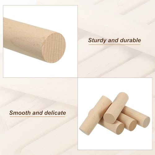 1-1/5 x 4 Inch Dowel Rods Wood Sticks Unfinished Round Dowels 10pcs view 4