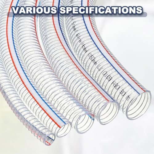 1-1/8" ID Wire Reinforced Hose 6.6 Ft PVC Vinyl Suction Tubing, High view 5