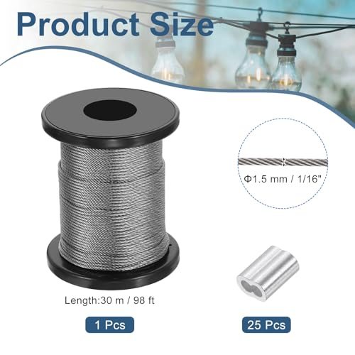 1/16" 98ft Cable Wire Rope view 2