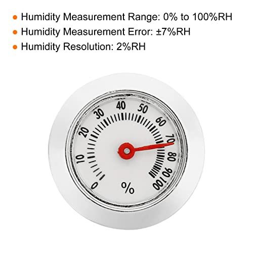 1.1Inch Round Indoor Outdoor Hygrometer, Mini Humidity Monitor Gauge No view 3