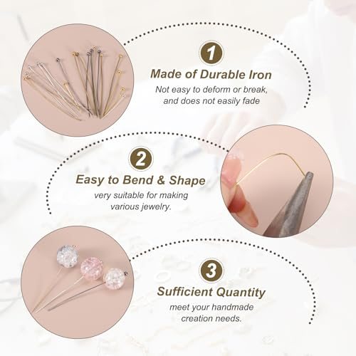 1.2" Ball Pins Jewelry Making Headpins Straight Pins Findings view 3