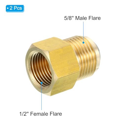 1/2 Inch x 5/8 Inch Flare Connectors, 45 Degree Brass Adapter view 3