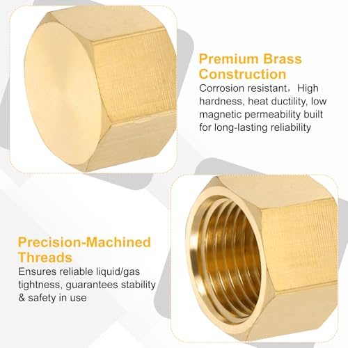 1/2" NPT Female Brass Pipe Fitting Cap Set Outer Hex Thread view 3