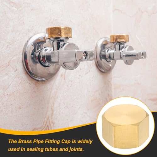 1/2" NPT Female Brass Pipe Fitting Cap Set Outer Hex Thread view 4