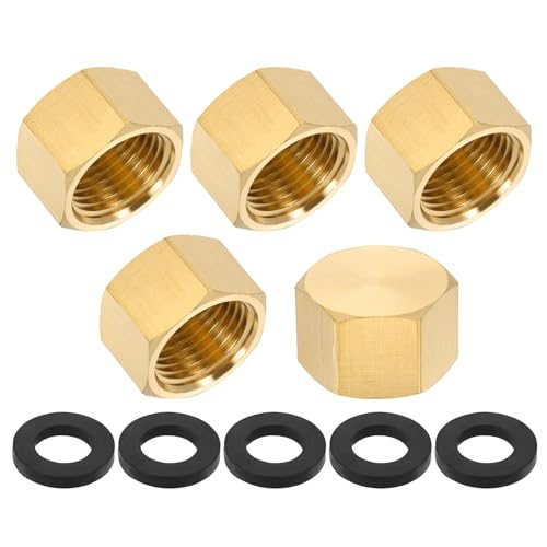 1/2" NPT Female Brass Pipe Fitting Cap Set Outer Hex Thread — PATIKIL