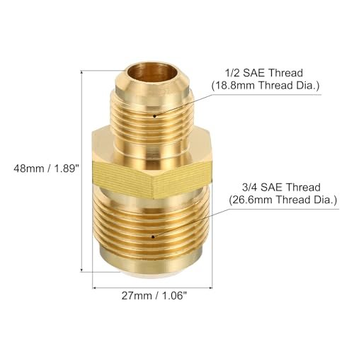 1/2 SAE Male x 3/4 SAE Male Brass Tube Coupler 2 Pcs view 2