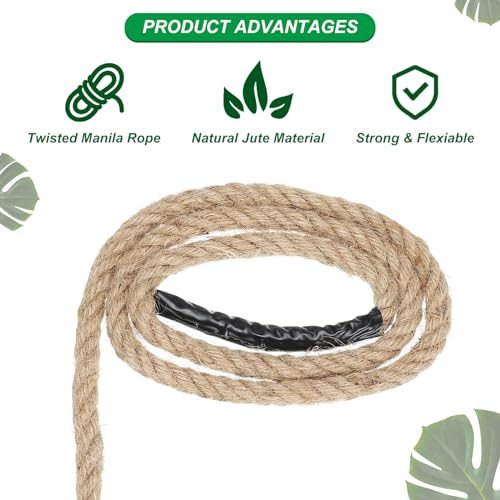 1/2" x 25 ft Twisted Manila Rope Jute Ropes Natural Thick Jute Twine view 3
