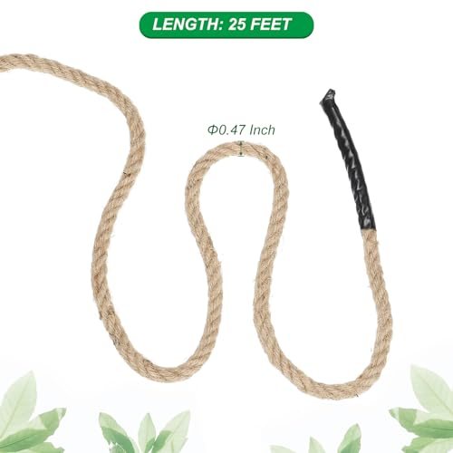 1/2" x 25 ft Twisted Manila Rope Jute Ropes Natural Thick Jute Twine view 2