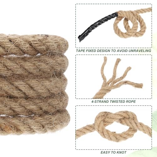 1/2" x 25 ft Twisted Manila Rope Jute Ropes Natural Thick Jute Twine view 4
