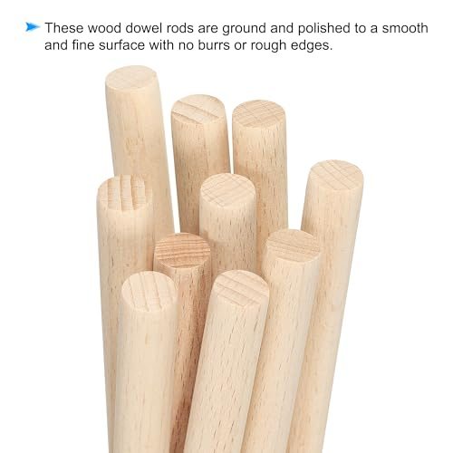 1/2 x 6 Inch Dowel Rods Wood Sticks, 50 Pcs Unfinished Wooden Dowel Rods view 3