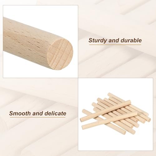1/2 x 6 Inch Dowel Rods Wood Sticks, 50 Pcs Unfinished Wooden Dowel Rods view 4