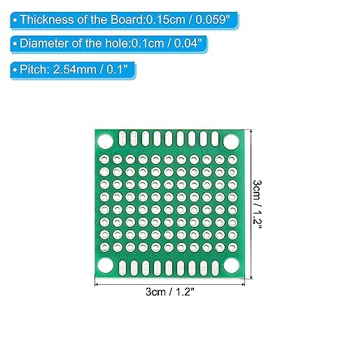 1.2"x1.2" PCB Board Circuit 24 Pcs Solderable Breadboard Green view 2