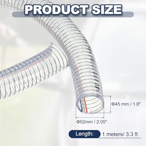 1-3/4" ID Wire Reinforced Hose 3.3 Ft PVC Vinyl Suction Tubing, High view 2
