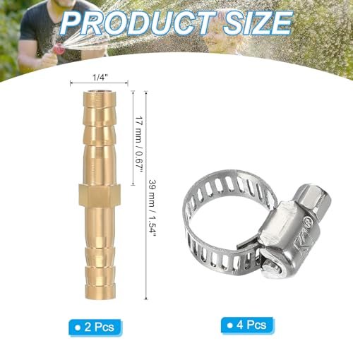 1/4" Brass Hose Barb Fitting view 2