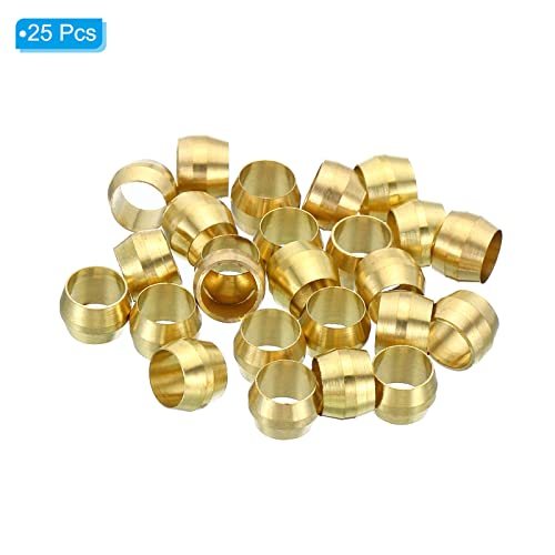 1/4 Inch Tube OD Brass Compression Sleeves and Ferrules, 25 Pack Brass view 3
