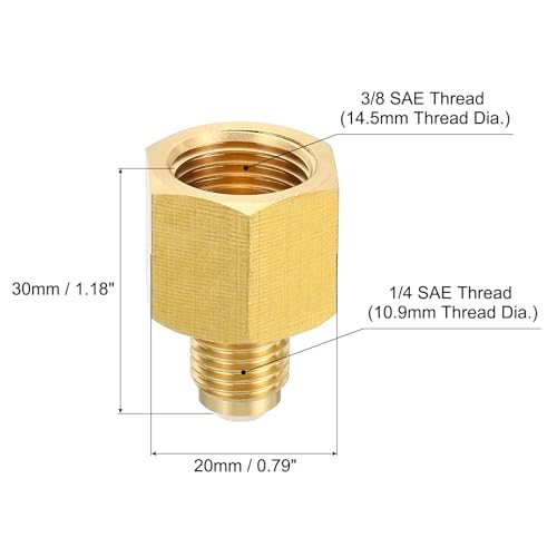 1/4 SAE Male x 3/8 SAE Female Brass Flare Tube Fitting view 2