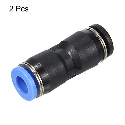 1/4" to 6mm Reducing Push to Connect Air Line Fitting, 2 Pack Straight view 3