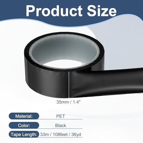1.4" x108ft Blackout Tape, Light Blocking Stickers, Black view 2