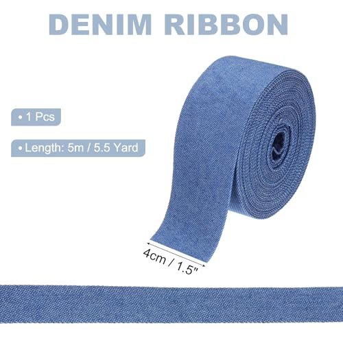 1.5" Denim Ribbon, 5.5 Yard Layering Jean Fabric, Dark Blue view 2