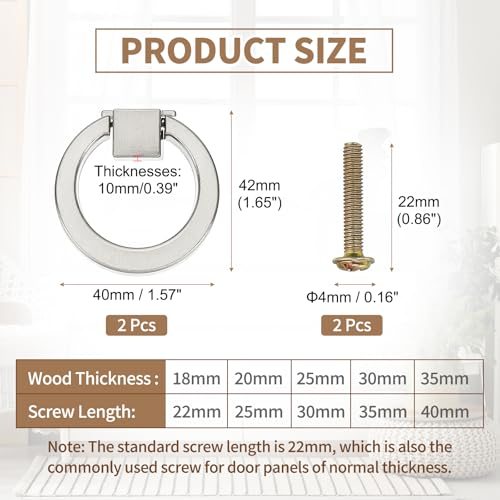 1.57" Zinc Alloy Hole Ring Cabinet Knobs view 2