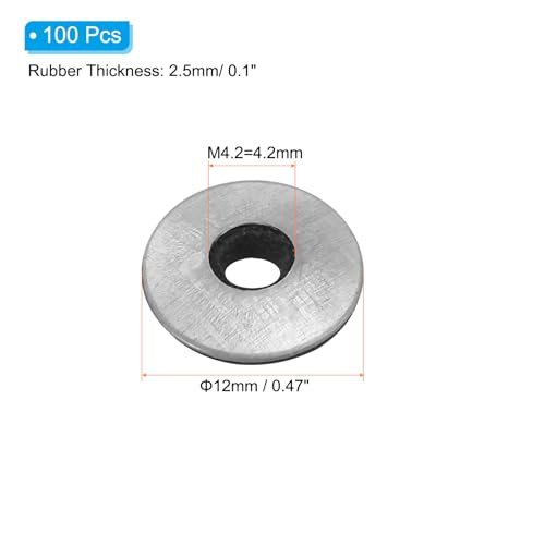 1/6" x1/2" EPDM Bonded Sealing Washers, 100Pcs Galvanized #8 view 2