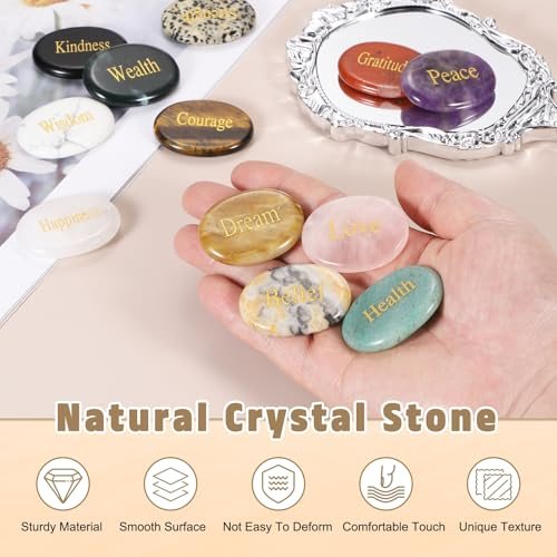 1.7"x1.3", Oval Crystal Stone, Inspirational Pocket Rock Anxiety Crystals view 3