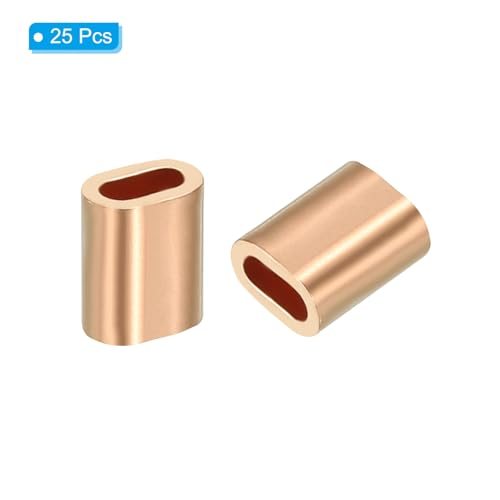 1/8"/3mm Wire Rope Crimping Loop Sleeve, 25 Pack Copper Single Oval Hole view 3