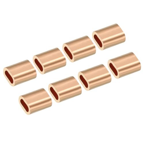 1/8"/3mm Wire Rope Crimping Loop Sleeve, 25 Pack Copper Single Oval Hole — PATIKIL