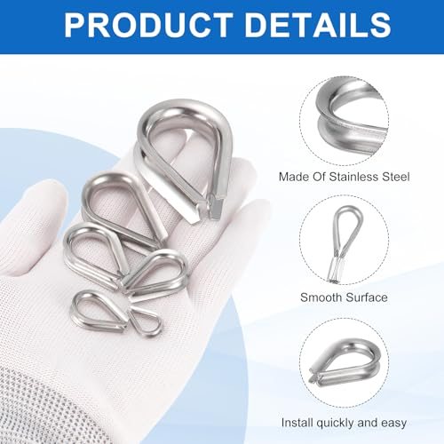 1/8" (3mm) Wire Rope Thimble M3 Cable Thimbles Rigging 26 Pcs, 304 view 3