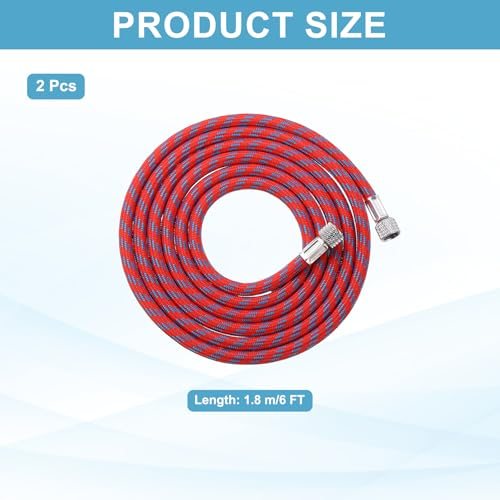 1/8 Air Brush Hose, 2Pcs 6ft Nylon Braided Air Brush Hose view 2