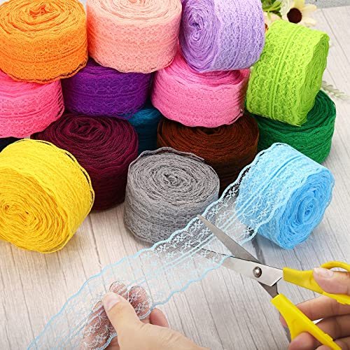 1.8 Inch x 25 Yards Lace Trim Ribbon, Non-Stretch Lace Sewing Roll Gift view 5