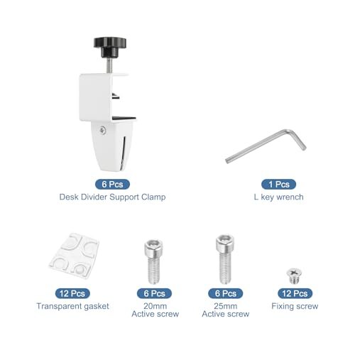 1/8" to 1/2" Adjustable Desk Divider Partition Clips White, Aluminum view 3