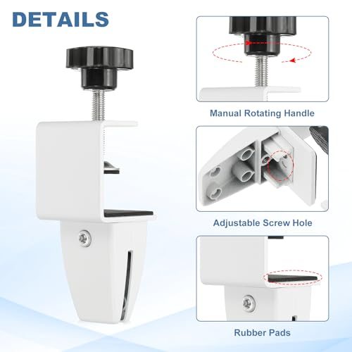 1/8" to 1/2" Adjustable Desk Divider Partition Clips White, Aluminum view 4