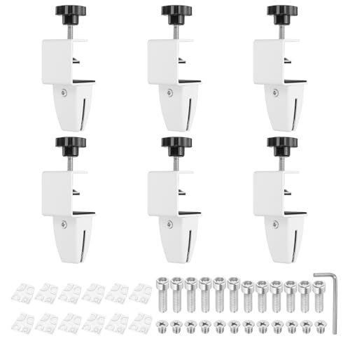 1/8" to 1/2" Adjustable Desk Divider Partition Clips White, Aluminum — PATIKIL