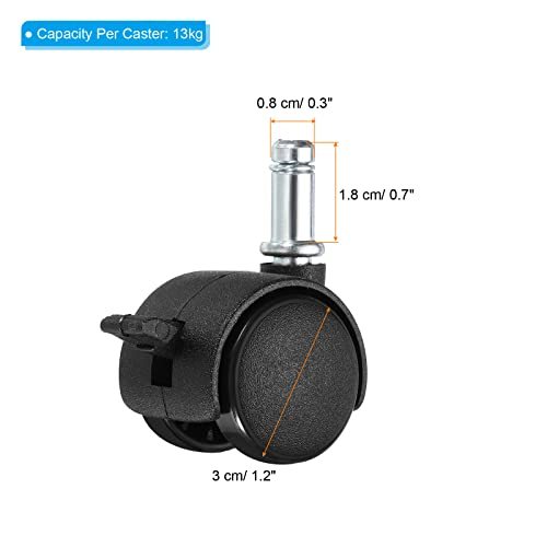 1 Inch Swivel Casters, 10 Pack Nylon 360 Degree Universal Circlip Swivel view 2