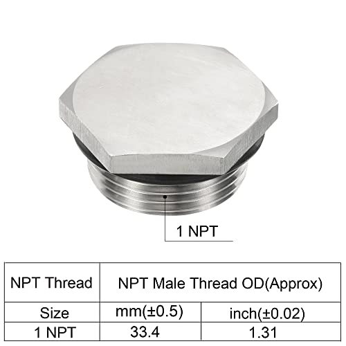 1 NPT Male Plug, 1 Pack Waterproof Dustproof 304 Stainless Steel Thread view 3