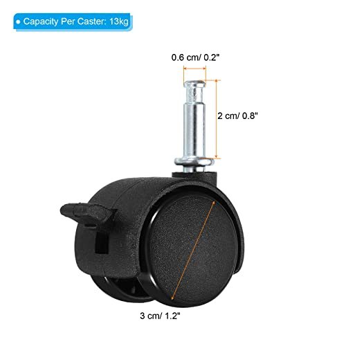 1" Swivel Stem Casters Nylon 360 Degree view 2