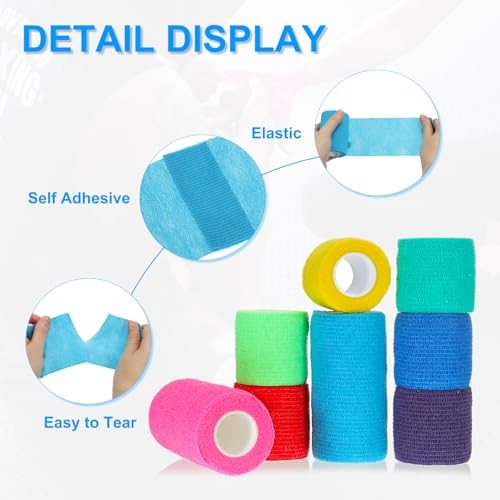 1" x 177" Self Adhesive Bandage Wrap, 6 Pcs Elastic Self Breathable Self view 3