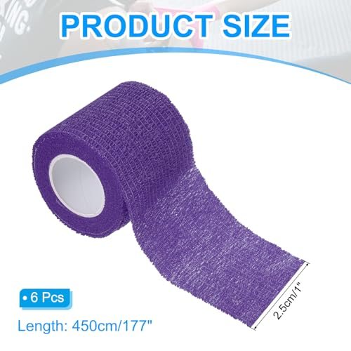 1" x 177" Self Adhesive Bandage Wrap, 6 Pcs Elastic Self Breathable Self view 2