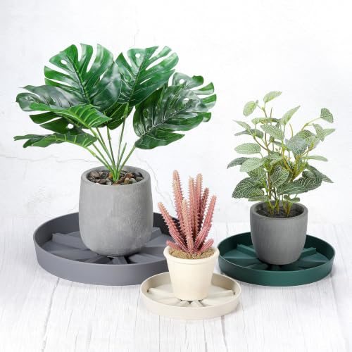 10.5 Inch Plant Saucers Tray, 2Pcs Durable Plastic Round Flower Pot Drip view 5