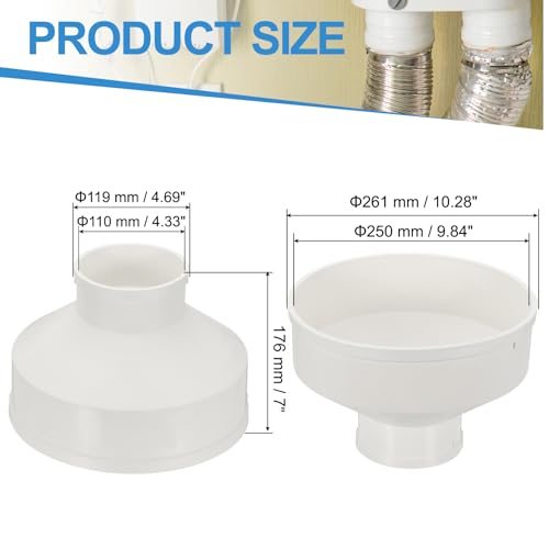 10" to 4" Duct Reducer PVC Pipe Increaser Ducting Adapter White, Airflow view 2